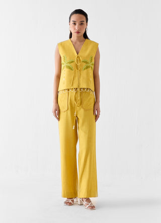 Multani mustard vest with trousers