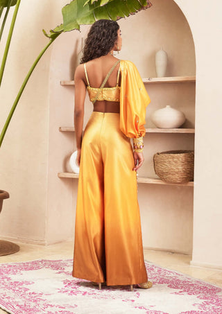 Papa Don'T Preach By Shubhika-Summer Gold Ombre Pant With Bustier Set-INDIASPOPUP.COM