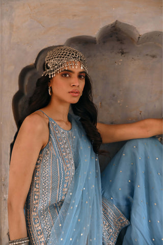 Chamee And Palak-Tamara Hazel Blue Palazzo Set-INDIASPOPUP.COM