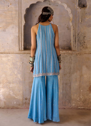 Chamee And Palak-Tamara Hazel Blue Palazzo Set-INDIASPOPUP.COM