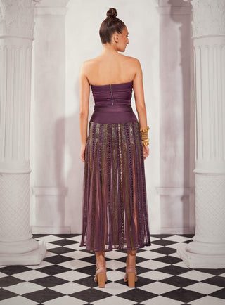 Nikita Mhaisalkar-Aubergine Heavy Embellished Skirt-INDIASPOPUP.COM