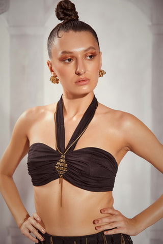 Nikita Mhaisalkar-Black Halter Bikini Top-INDIASPOPUP.COM