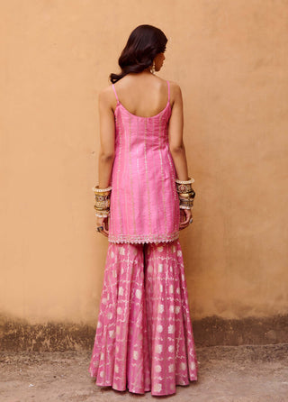 Chamee And Palak-Pink Jacquard Embroidered Sharara Set-INDIASPOPUP.COM