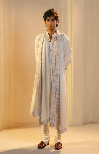 Ivory silk hand painted kurta set