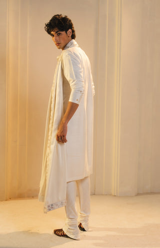 Ivory silk hand painted kurta set