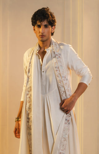 Ivory silk hand painted kurta set