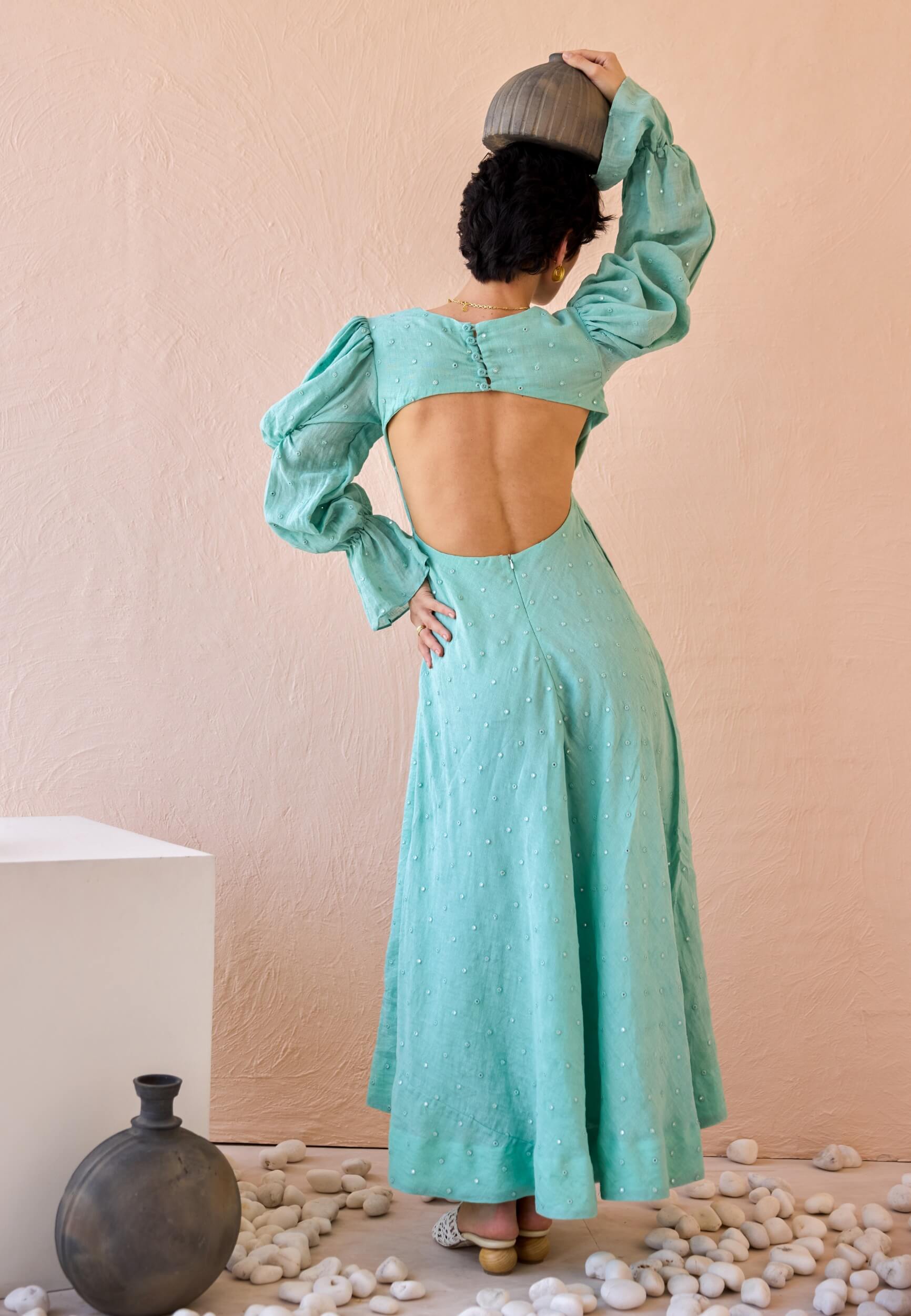Soft turquoise maxi dress XL