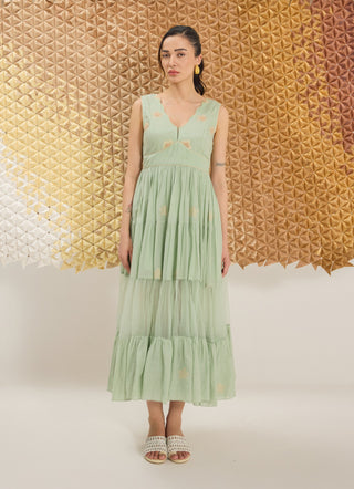 Matcha sage green tiered dress