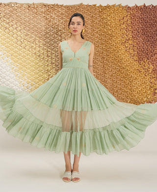 Matcha sage green tiered dress