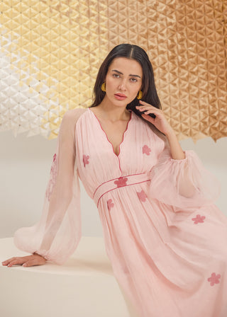 Powder pink v-neck dress