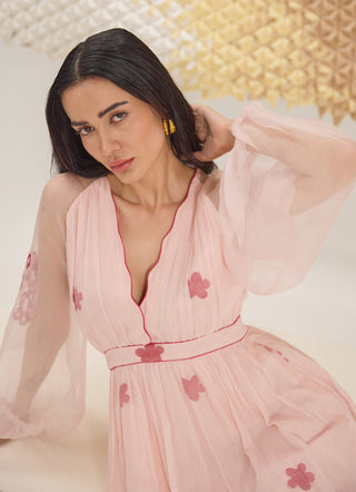 Powder pink v-neck dress