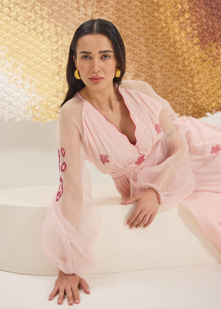 Powder pink v-neck dress