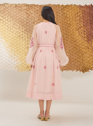 Powder pink v-neck dress