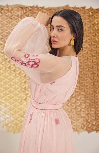 Powder pink v-neck dress