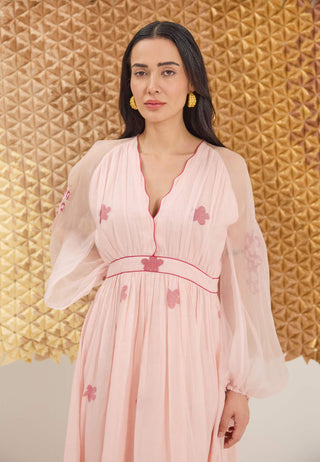 Powder pink v-neck dress