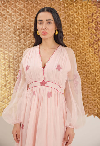 Powder pink v-neck dress