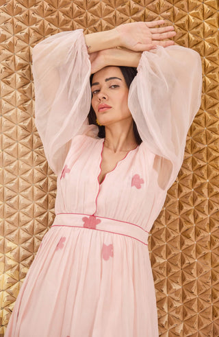 Powder pink v-neck dress