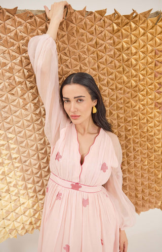 Powder pink v-neck dress