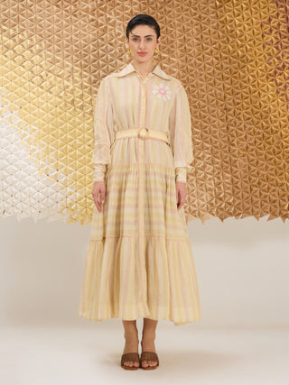 Multi-stripe button-down dress