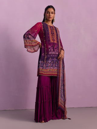 Afreen Purple Sharara Set by Kalista available on Indiaspopup.com