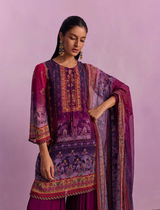 Afreen Purple Sharara Set by Kalista available on Indiaspopup.com