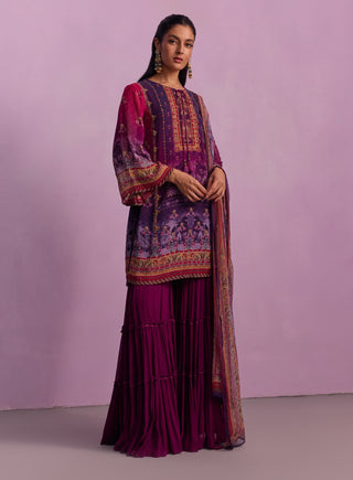 Afreen Purple Sharara Set by Kalista available on Indiaspopup.com