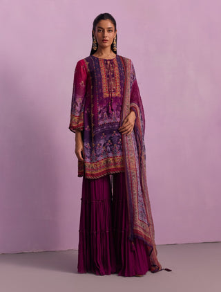 Afreen Purple Sharara Set by Kalista available on Indiaspopup.com