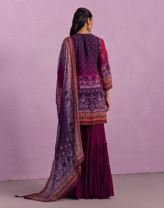 Afreen Purple Sharara Set by Kalista available on Indiaspopup.com