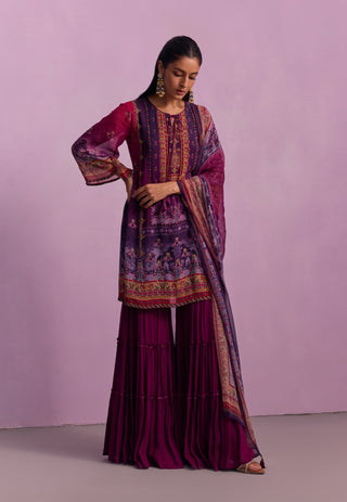 Afreen Purple Sharara Set by Kalista available on Indiaspopup.com