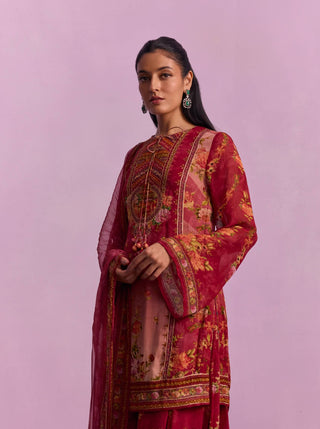 Anaisha Rose Red Sharara Set by Kalista available on Indiaspopup.com