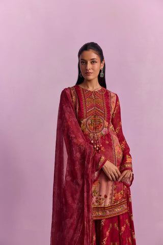 Anaisha Rose Red Sharara Set by Kalista available on Indiaspopup.com