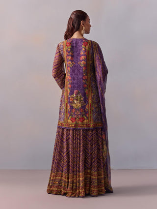 Asma purple short kurta and sharara set