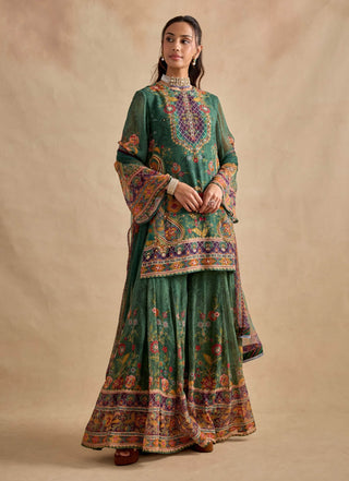 Maahi dark green sharara set