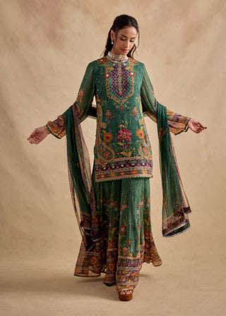 Maahi dark green sharara set