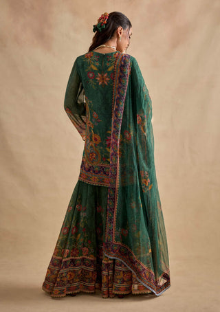 Maahi dark green sharara set