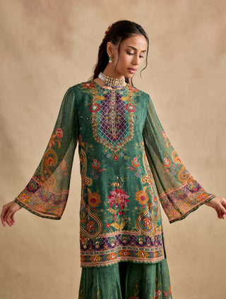 Maahi dark green sharara set