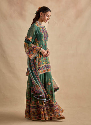 Maahi dark green sharara set