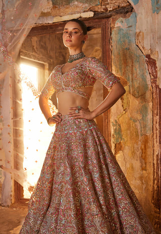 Tamanna Punjabi Kapoor-Ivory Heavily Embroidered Lehenga Set-INDIASPOPUP.COM