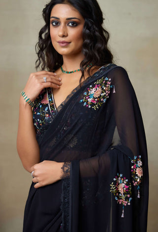 Twinkle black sari and blouse