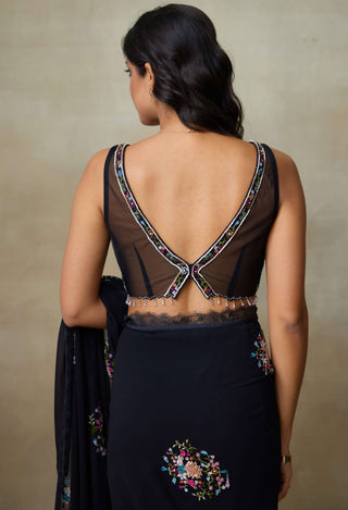 Twinkle black sari and blouse