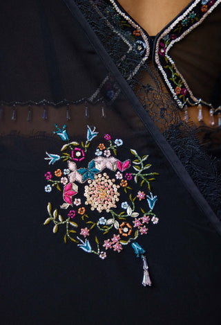 Twinkle black sari and blouse