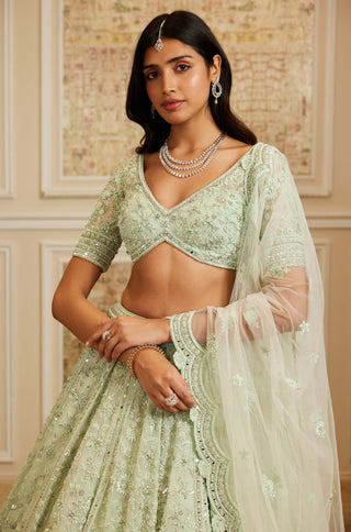 Tajira sea green lehenga set