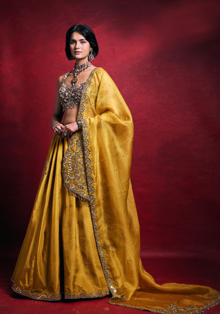 Mustard regal silk lehenga set