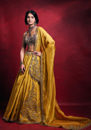 Mustard regal silk lehenga set
