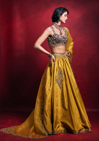 Mustard regal silk lehenga set