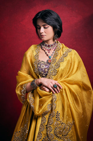 Mustard regal silk lehenga set