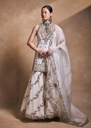 Ivory organza gharara set
