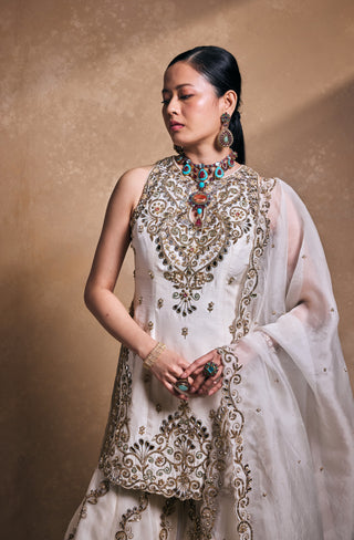 Ivory organza gharara set