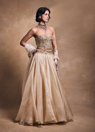 Cream organza lehenga set