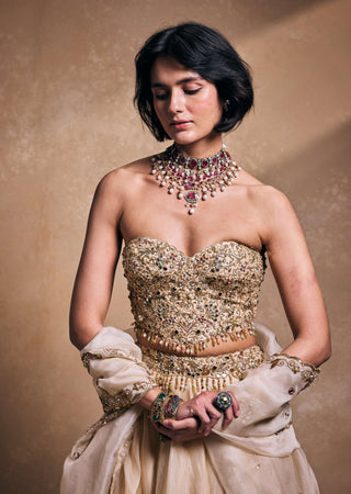 Cream organza lehenga set